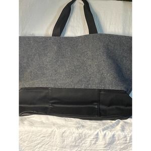 DSW Large Carry Women Grey and Black Fleece Tote Handbag